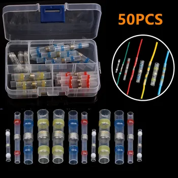 

50 PCS Assorted Waterproof Solder Seal Sleeve Insulated Heat Shrink Wire Butt Connectors Soldered Terminals -Automotive Marine