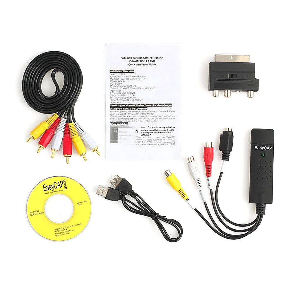 USB адаптер для видеосъемки ТВ DVD VHS Captura de v deo карта Аудио AV компьютера/CC камера 2 0