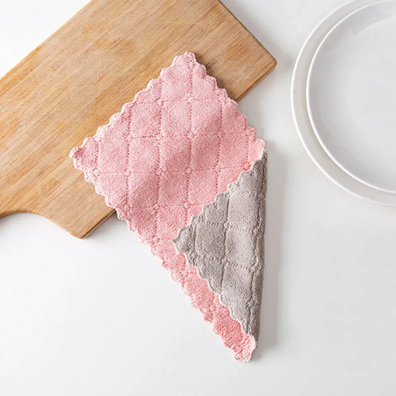 1 шт. сверхвпитывающая микрофибра кухонная ткань для посуды с высоким уровнем эффективная посуда домашнее полотенце для уборки кухонные инструменты, гаджеты - Цвет: Розовый