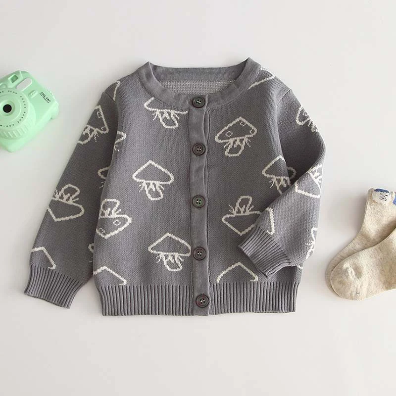 Детское осенне-зимнее пальто для девочек, вязаный кардиган, Новорожденные Мальчики, хлопковый топ, куртка, трикотажная куртка с рисунком для новорожденных, детская одежда