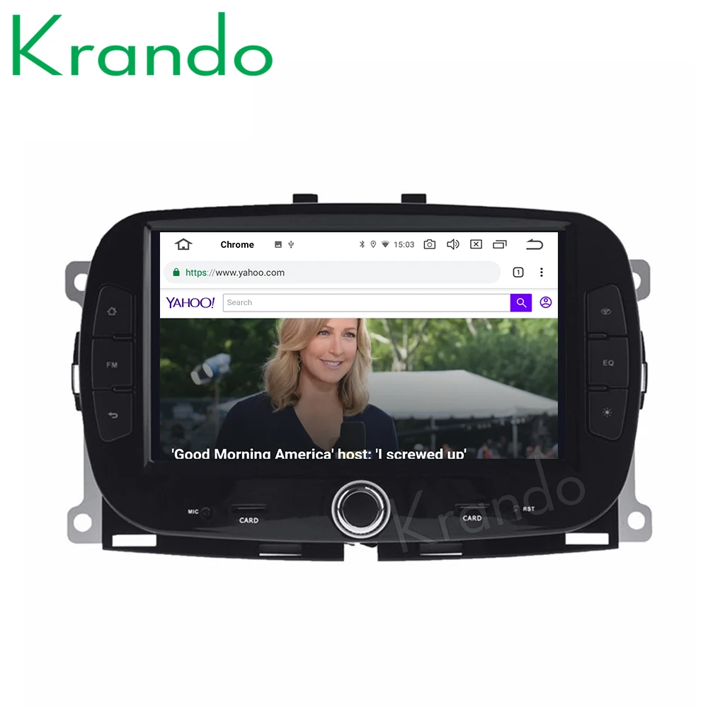 Krando 7'' Android 9.0 full touch for fiat 500 2015-2018 car radio dvd player navigation multimedia player with bt