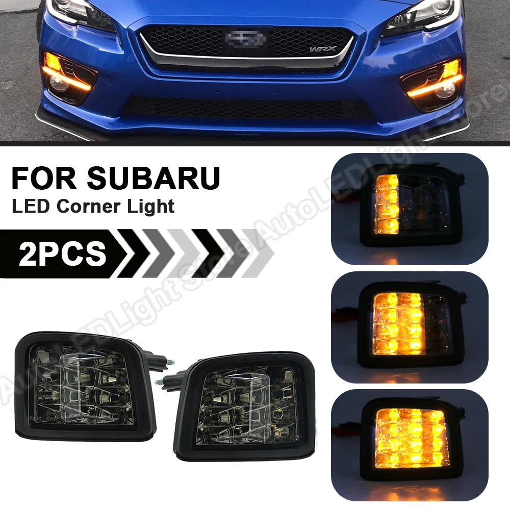 

2Pcs Dynamic LED Front Turn Signal Light Corner Lamp Auto Blinker Smoked For Subaru STI 2015-2017 WRX Limited Turbo Base Premium