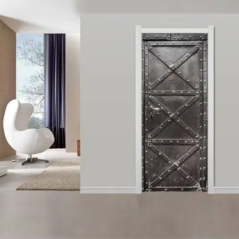 

2pcs/set 77x200cm 3D Christmas Door Stickers for Living Room Bedroom PVC Self Adhesive Wallpaper Home Decor Waterproof Mural