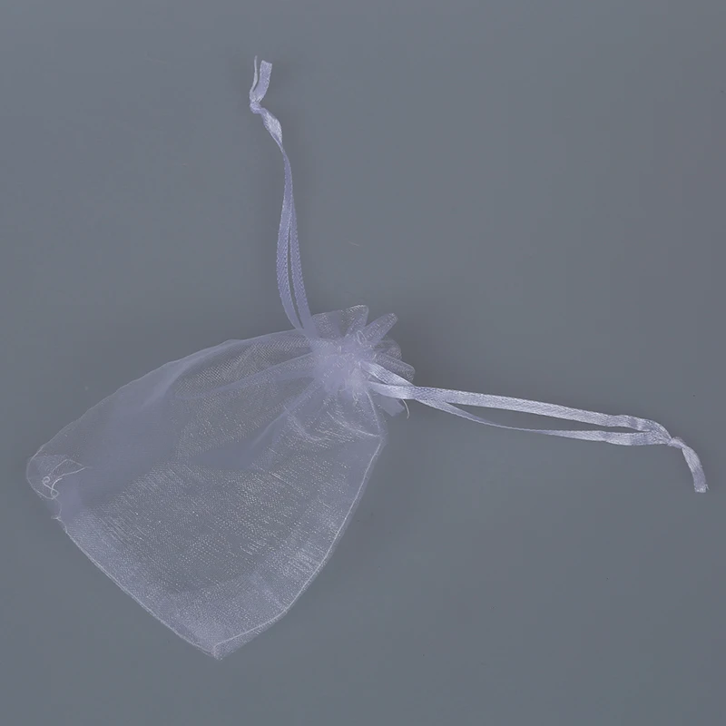 100pcs White Eyelash Organza Drawstring Pouches Jewelry Party Wedding Favor Gift Bags 4"X5"