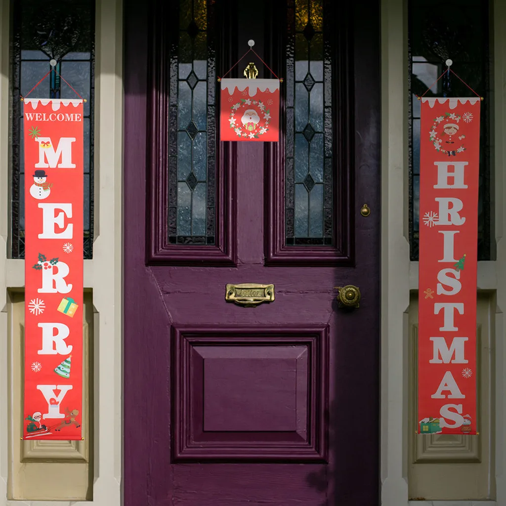 Баннер навесная дверь знак крыльцо занавески украшения для домашнего праздника Счастливого Рождества украшения вечеринки наружные окна баннеры