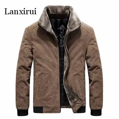 

Зимние мужские куртки-бомберы, повседневная мужская ветровка с меховым воротником, мужские флисовые теплые приталенные вельветовые куртки, одежда