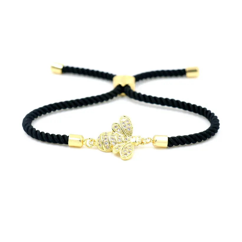 Симпатичные медные микро циркониевые Шарм браслеты в виде пчелы для женщин