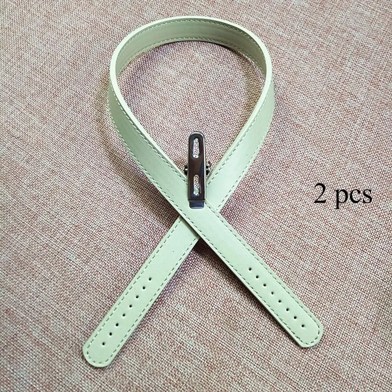 2Pcs/Pair 62cm PU Leather Bag Strap Handle Bag Belt Women Handbag Handle Solid Color DIY Replacement Shoulder Bag Accessories - Цвет: Светло-зеленый
