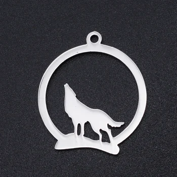 

5pcs/lot 100% Stainless Steel Wolf Charms Pendants Wholesale Never Tarnish Bracelets Pendants Jewelry Making Charms