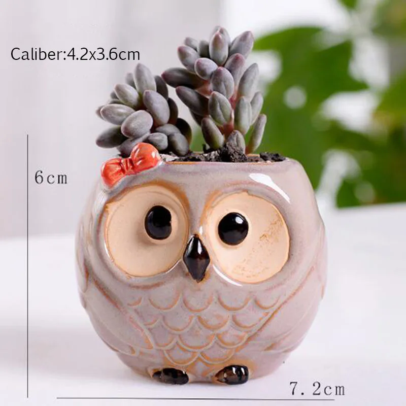 6 Pcs-set Mini Owl Flowerpot Plant Flower Pot Home Office Decor Planter Succulent Cactus Bonsai Plant Holder Garden decoration (6)