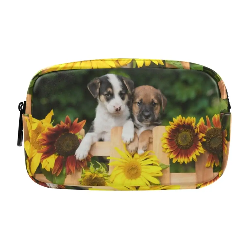 

Cosmetic Bag Waterproof Portable Sunflower and Dog Makeup Bags 2021 Brand Hot Sale Travel Women Necessity Beauty Case Wash Pouch