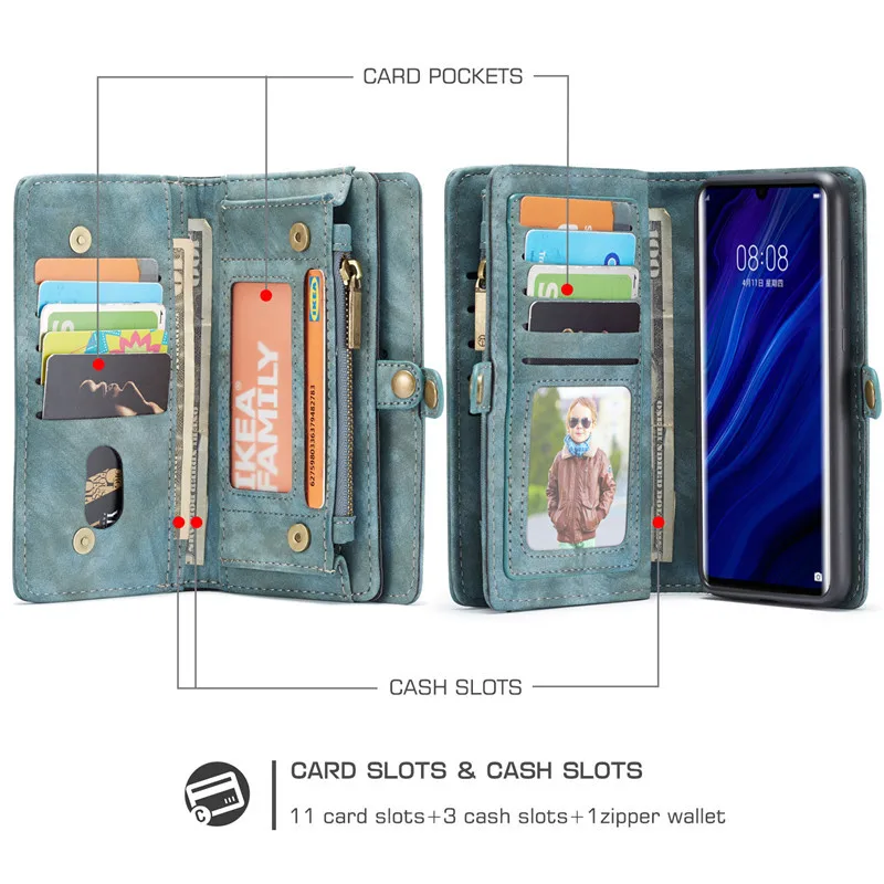 Ретро Кожаный съемный p30pro чехол для huawei P20 P30 Mate20 Pro Lite роскошный Магнитный кошелек держатель карты сумки чехол