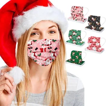 

50PC Christmas Disposable Mask 3 Ply Adult Filter Thicken Adult's Face Mouth Mask Earloop 24h Fast Shipping Mascarillas masque