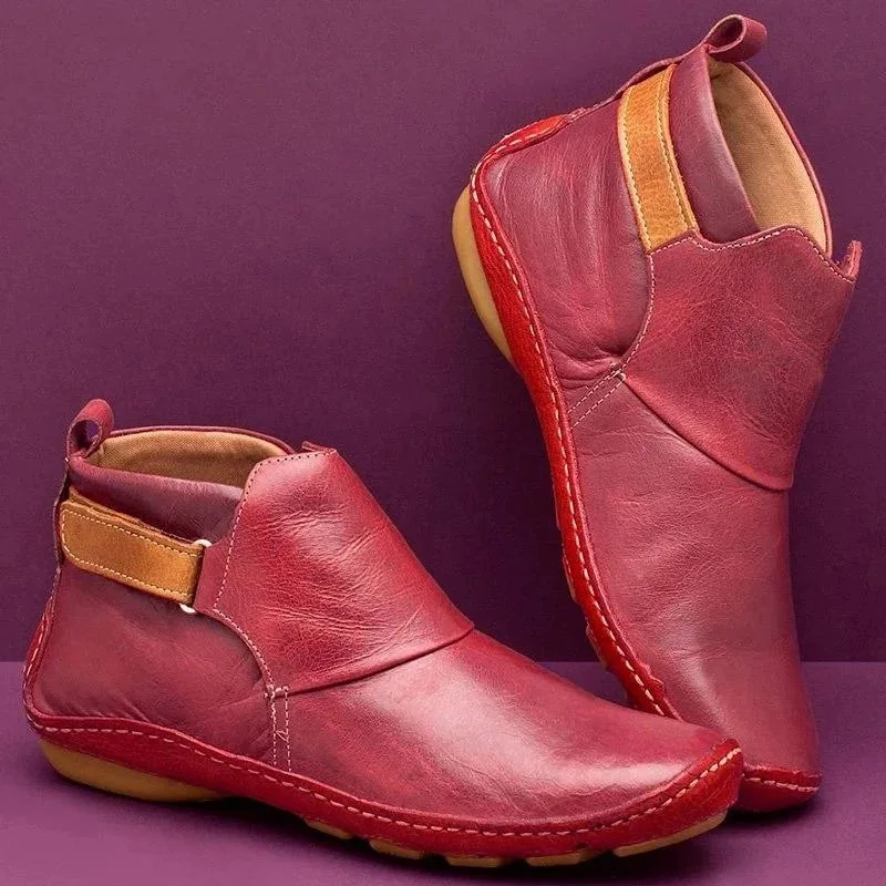 MCCKLE/женские ботильоны на плоской подошве в стиле ретро Женская нескользящая обувь на липучке с мягкой подошвой однотонные женские ботинки женская обувь на липучке