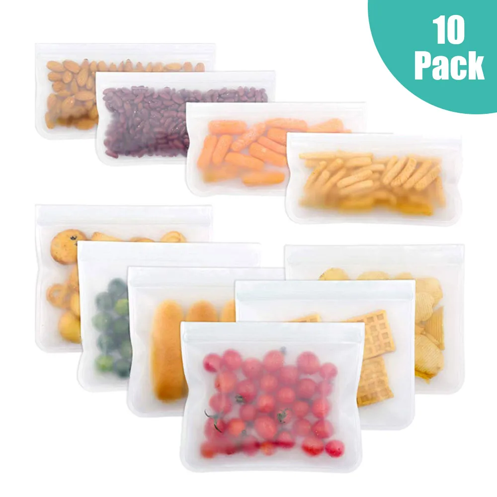 10pcs 10 шт. многоразовые холодильник свежие сумки кухня герметизация пищевых продуктов сумка для хранения домашней еды PEVA Фрукты Мясо Ziplock кухня организовать - Цвет: 10pcs