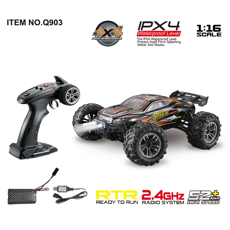 Радиоуправляемая машина 4WD Xinlehong Q903 1:16 2 4 ГГц радиоуправляемая 52 км/ч высокая