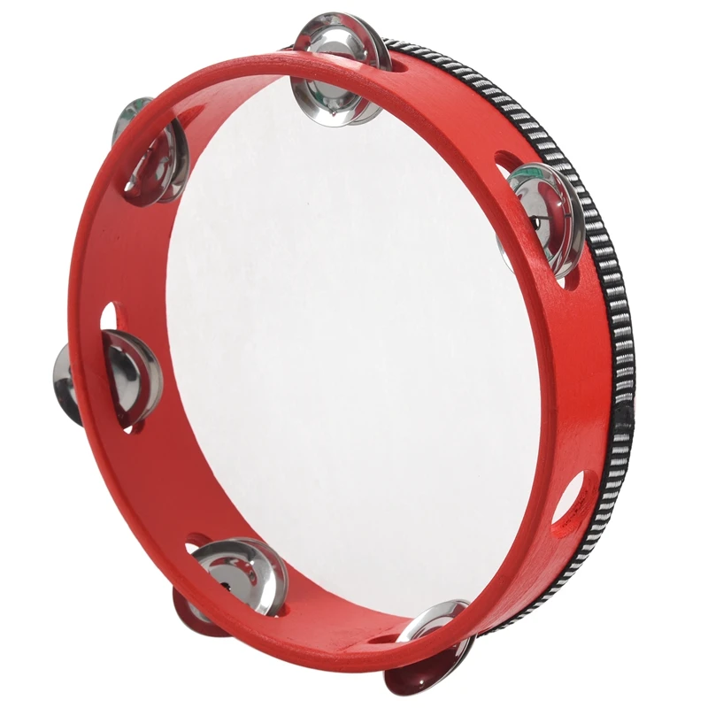 ABUO-8inch музыкальный бубен тамборин барабан круглый ударный инструмент, подарочный для KTV вечерние красные