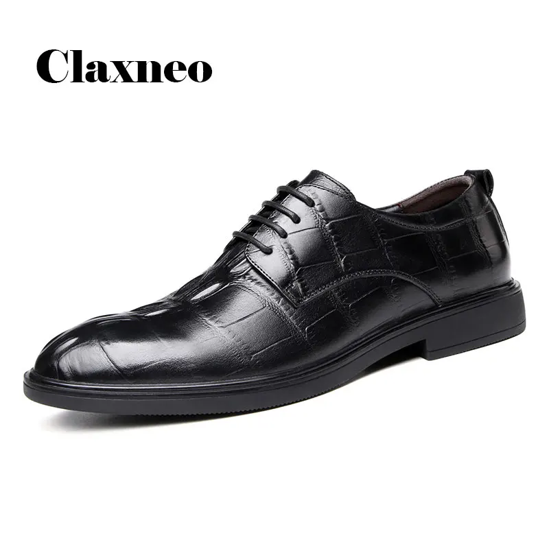 

CLAXNEO Man Derby Shoes 2020 New Arrivals Genuine Leather crocodile printing Male Formal Shoes clax Men's Dress Footwear
