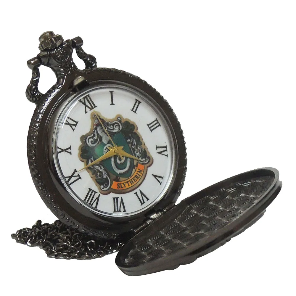Black Color Dial Новая мода hp Snake Slytherin Хогвартс колледж цветной циферблат кварцевые карманные часы Аналоговые в виде кулона ожерелье Мужские Женские часы Reloj - Цвет: Black Color Dial