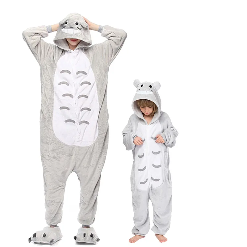 My Neighbor Totoro Одежда для маленьких девочек; пижамы с единорогом для мальчиков; зимние женские фланелевые пижамы с капюшоном в виде панды кигуруми; пижамы для детей - Цвет: My Neighbor Totoro