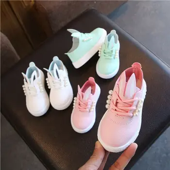 

Toddler Baby Girls Casual Leather Sneakers Shoes Cartoon Bunny Ear First Walking Shoes Crib Shoes
