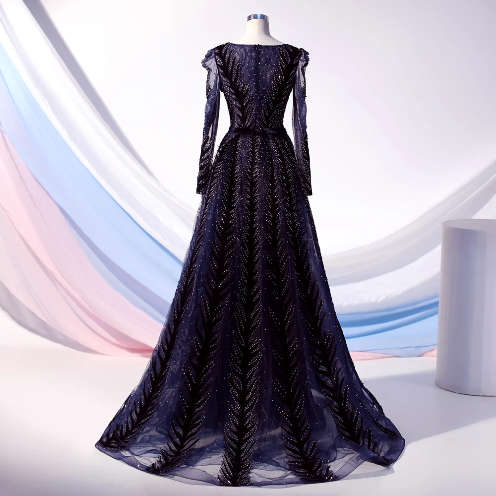 Женские вечерние пышные платья с длинным рукавом Robe De Soiree, сексуальное роскошное платье со стразами, Дубай, выпускное платье размера плюс, торжественное платье