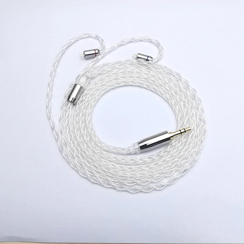 XINHS G18 8 Core Pure Silver Earphone  Upgrade Cable Balanced Wire 2.5/3.5/4.4MM Plug With MMCX/2PIN/QDC  for TIN\TFZ Headsets