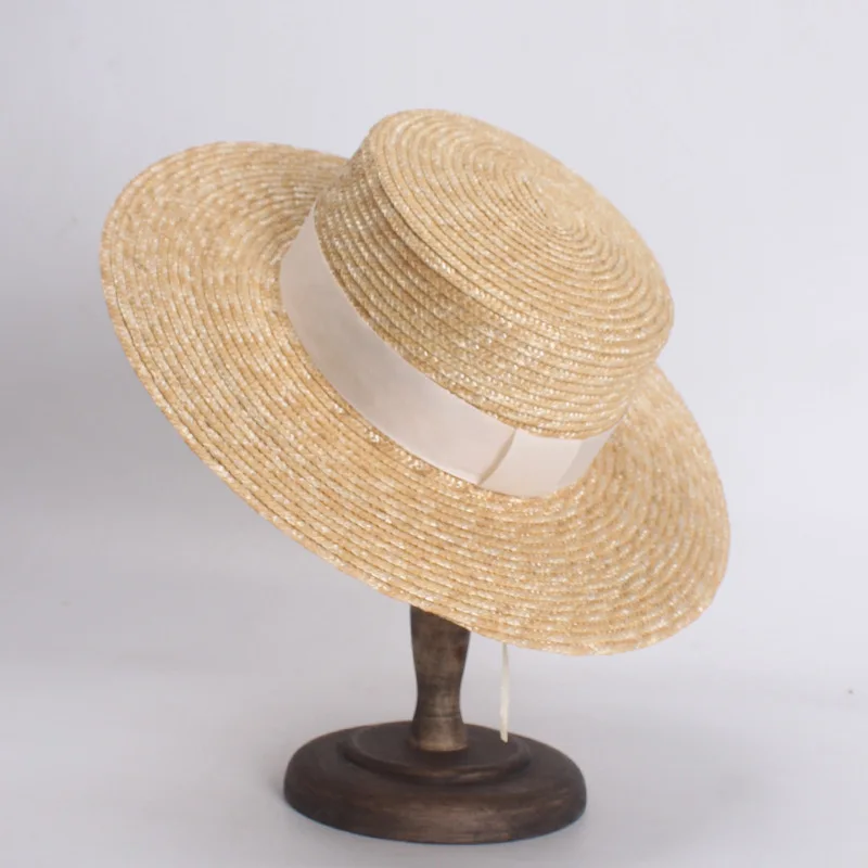 Classic Flat Straw Hat For Women UV Protection Sun Hat Vacation Ladies Beach Hats Spring Summer 3