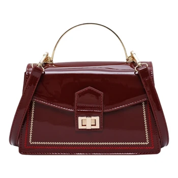 

NEW-Patent Leather Cross-Body Bag Small Shoulder Cross-Body Bag Temperament Handbag Wild Shoulder Bag Women's Small Square Bag C