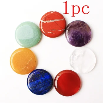 

1PC Chakra Natural Crystal Round Shape Stone 7 Chakra Pendant Gemstone Plam Healing Jewelry Gift