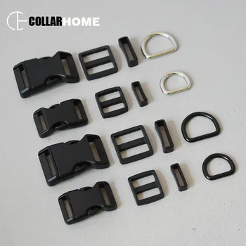 

1 set plastic release buckles metal D rings 20mm clip clasp knapsack straps rectangle buckle sliders DIY dog collar accessories