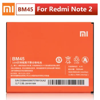 

Original XIAOMI BM45 Replacement Battery For Xiaomi Mi Redmi Note 2 Redrice note2 Authentic Phone Batteries 3060mAh