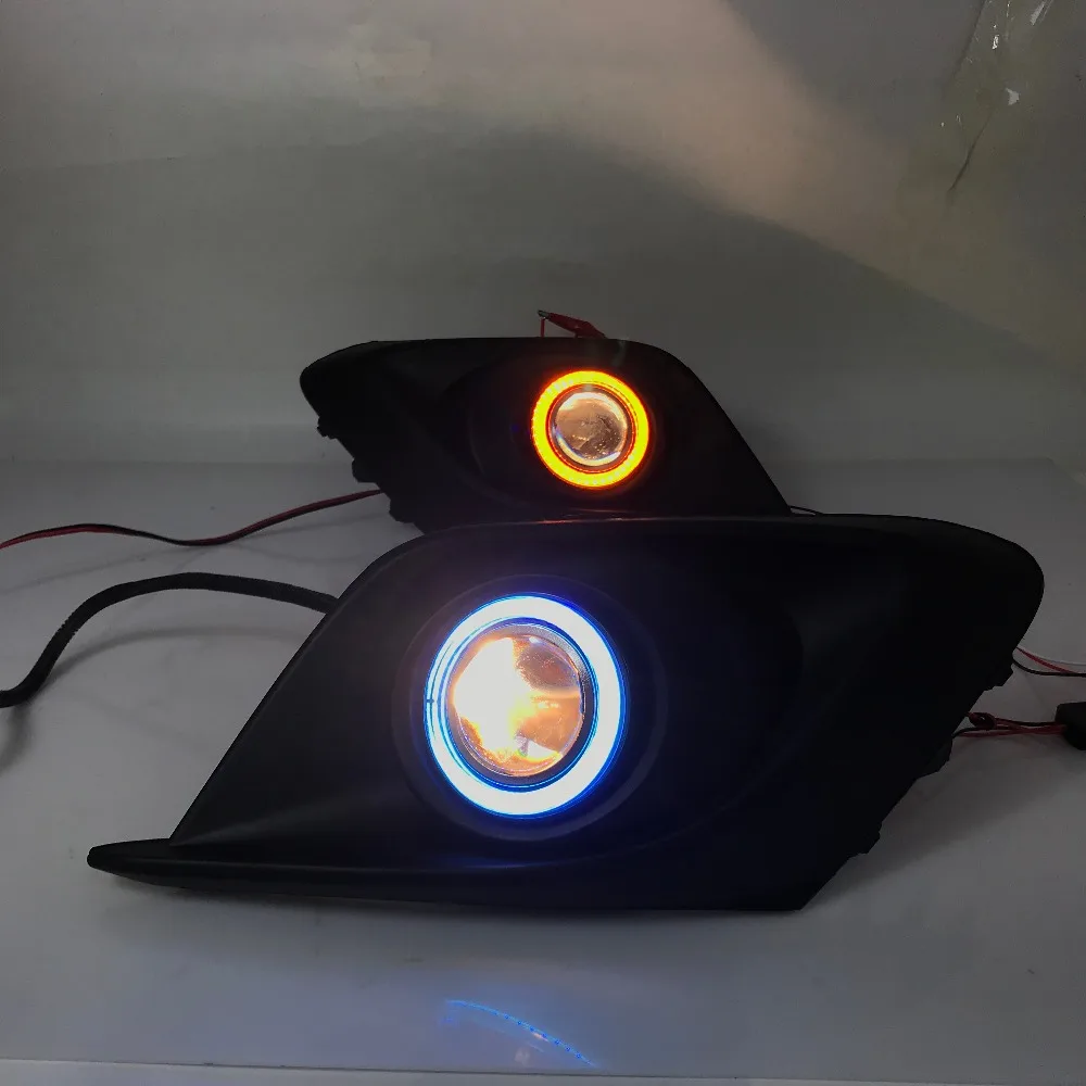 RQXR противотуманная фара вождение свет в сборе для mazda 3 axela-16 cob angel eye светодиодные дневные ходовые огни сигнал поворота