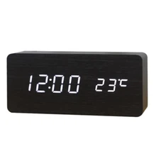 

1 Pcs Modern Wooden Alarm Clock Wood USB/AAA Digital LED Calendar Thermometer Alarm Clock For Home Bedroom