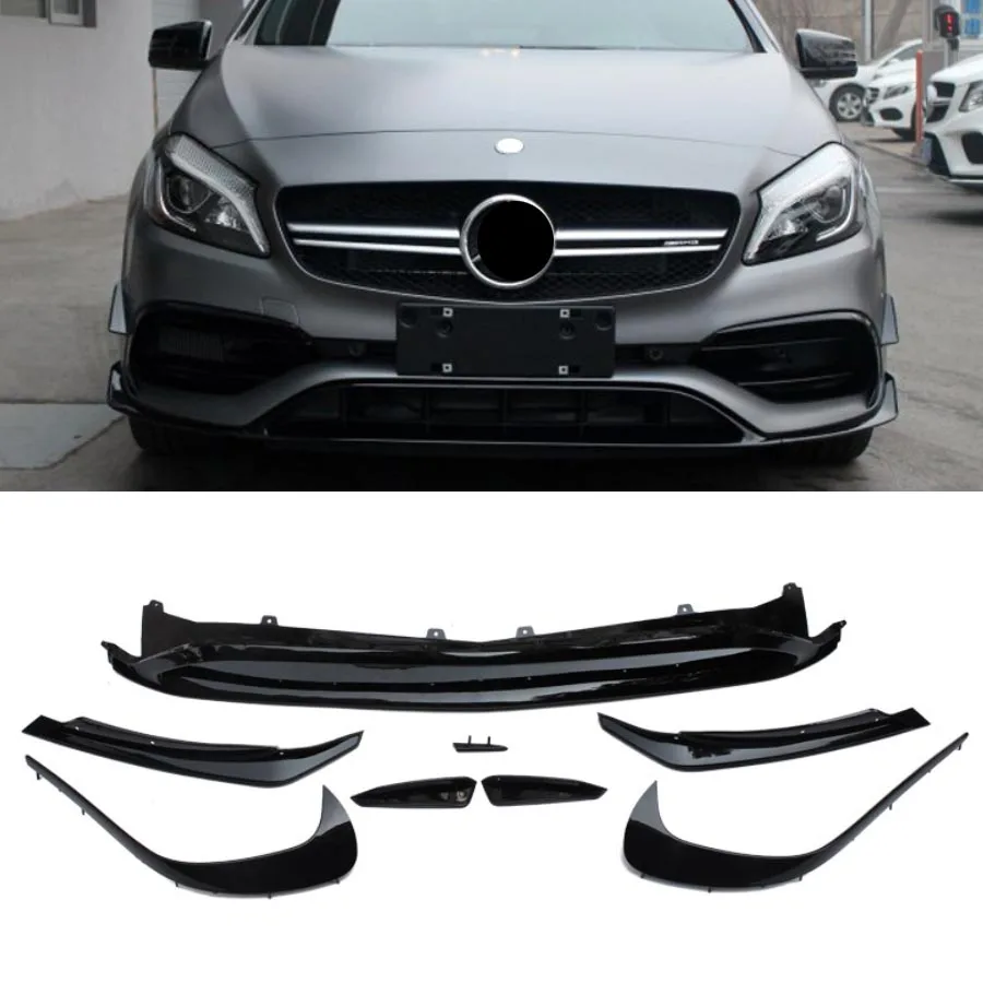 

Auto Front Bumper Lip Splitter Canards Protector Guard For Benz A Class W176 A160 A180 A200 A250 A45 AMG Facelift 2016 2017 2018