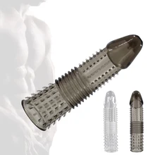 Manchon de pénis pour mâle coq prolonger la manche de pointe pour retarder l'éjaculation préservatifs réutilisables coq pénis couverture pénis Extender gode jouets