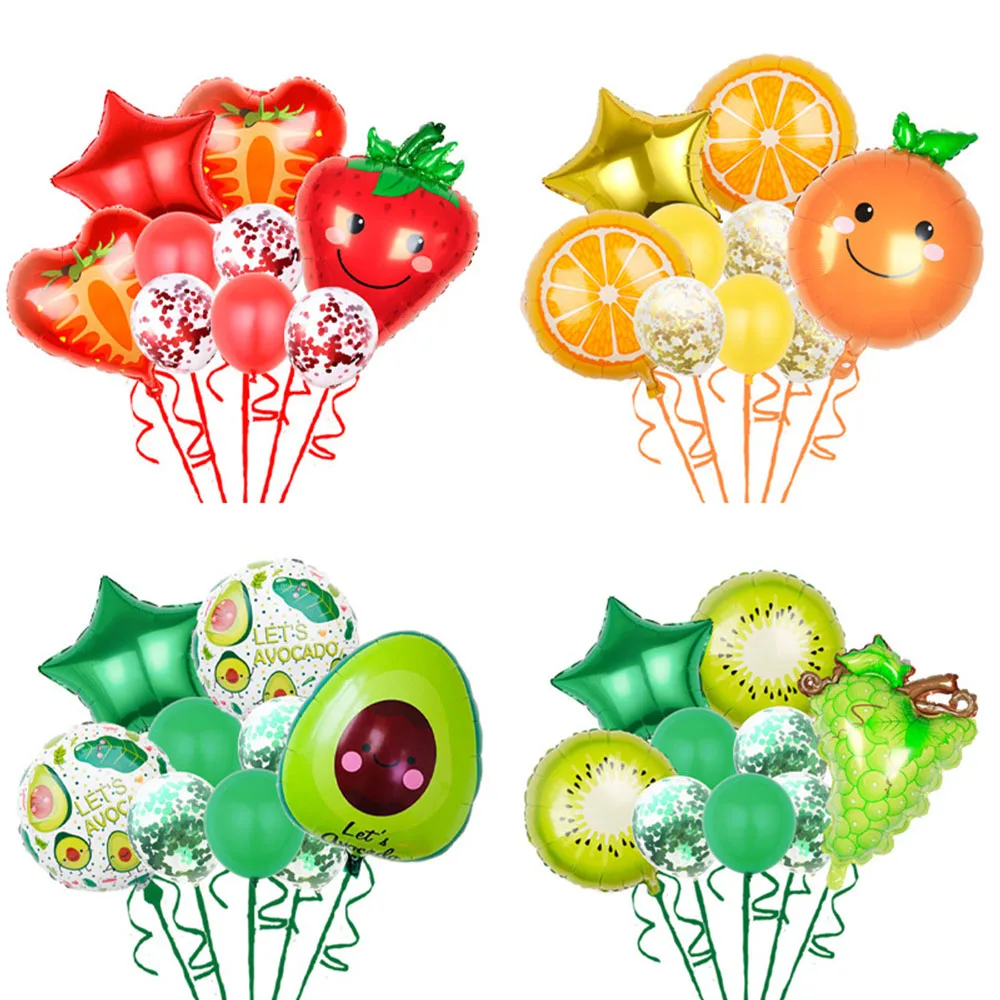 10 Pz Cibo Frutta Coriandoli Palloncino Lattice Ballon Matrimonio Baloons Buon Compleanno Decorazioni Per Feste Bambini 1 ° Baby Shower Ragazzo O Raga