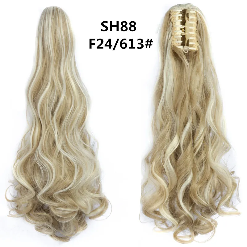 Омбре длинные волнистые женские синтетические когти на хвостиках Chorliss на заколках для наращивания волос черный блонд коричневый конский хвост Поддельные шиньоны - Цвет: F24 613