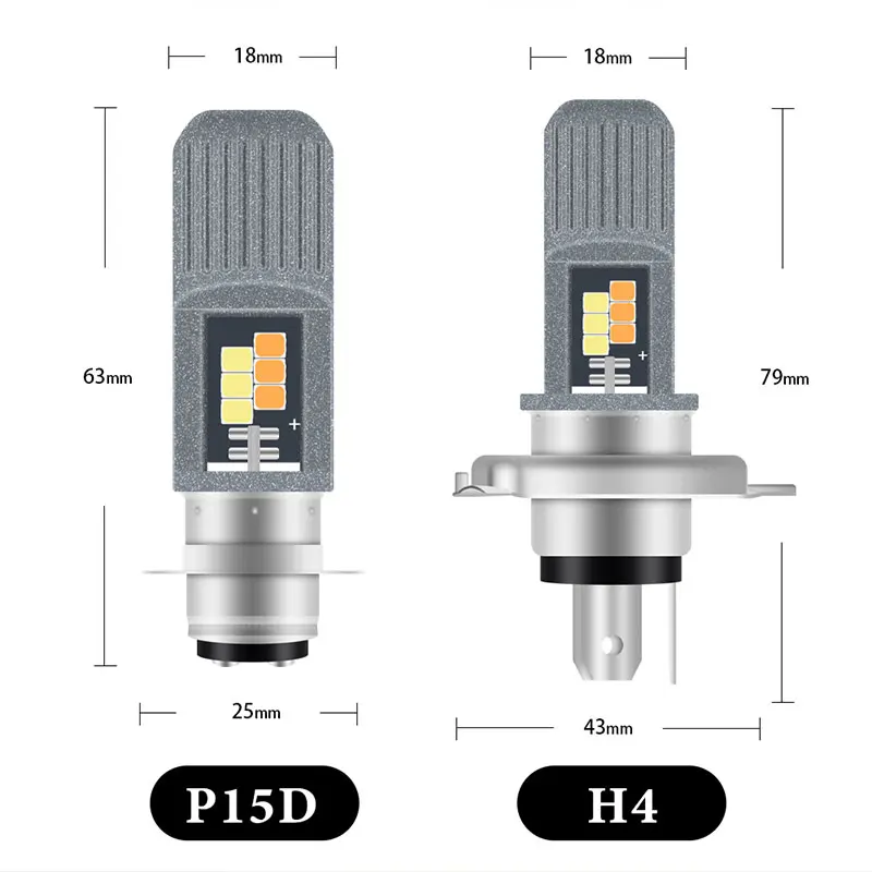 12-80V H4 LED H6 P15D bA20D LED Motorcycle Headlight Bulbs 3030 chip 8SMD  White/Yellow Hi/LoW Lamp Scooter Accessories Fog Light