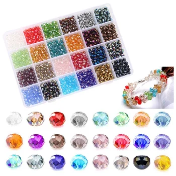 

1200 6Mm Crystal Beads for Jewelry Making, Faceted Glass Beads, for Crafts, with Box Of 24 Colors