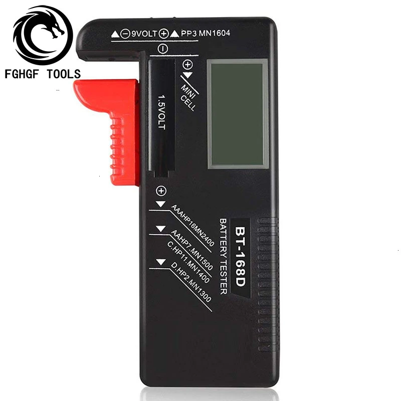 FGHGF BT168D Digital Battery Capacity Tester LCD Checker for 9V 1.5.V AA AAA Cell C D Batteries diagnostic tool