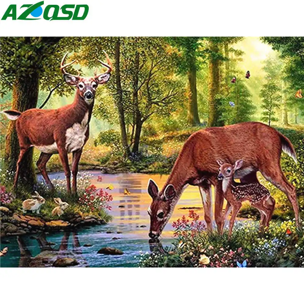 AZQSD алмазная вышивка олень крестиком мозаика животное рукоделие картина