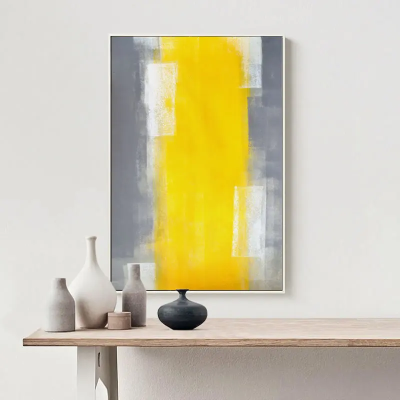 Современный стиль абстрактная краска желтый серый и белый холст краски ing печать плакат картина дома Спальня стены искусства украшения