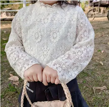 

2020 Baby Girls Spring Lace Embroidery Blouse , Princess Kids Fashion Sweet Long Sleeve Top 6 pieces/lot, Wholesale