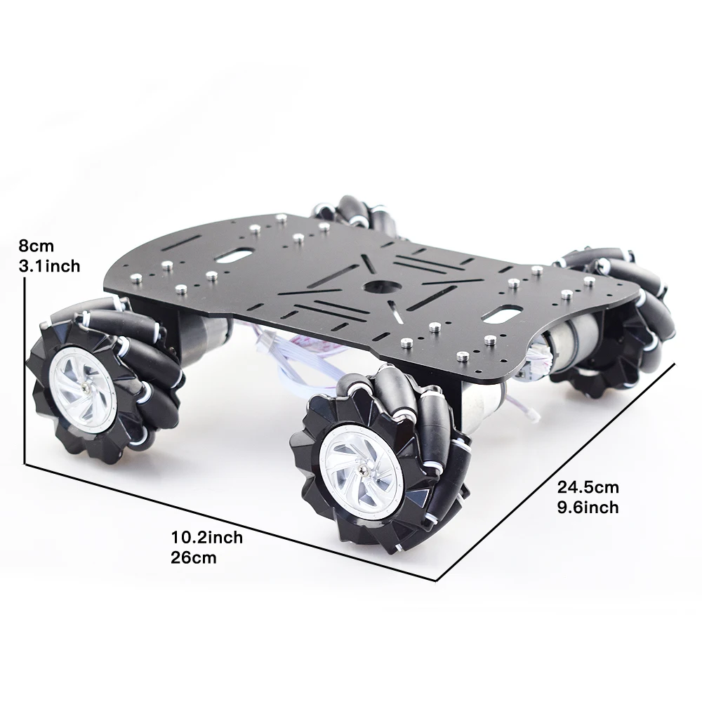 Moebius 4WD 80 мм Mecanum колеса робот шасси автомобиля комплект с блоком питания
