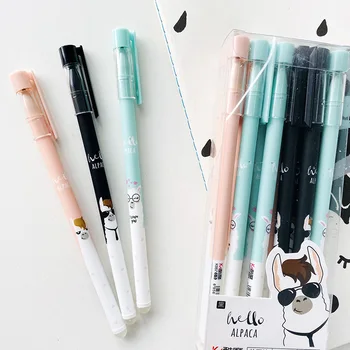 

2pcs Hello Alpaca Erasable Gel Pen Rollerball Pen School Office Supply Student Stationery 0.5mm Black Ink