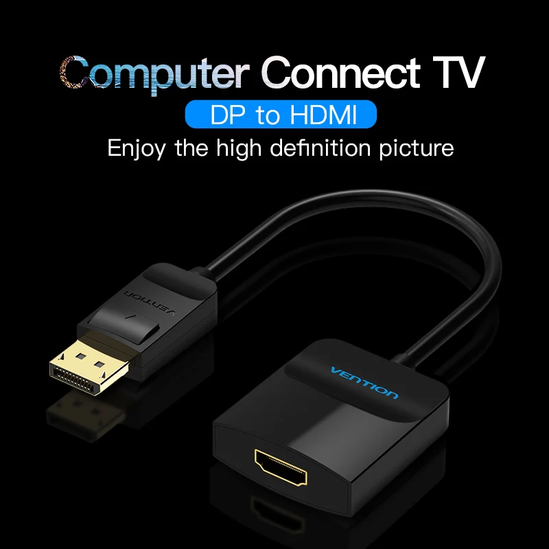 Адаптер Vention DisplayPort HDMI 4K DP к штекер гнезду конвертер для ТВ проектора монитора