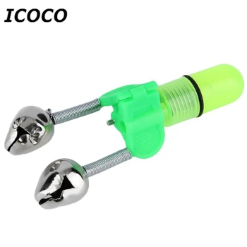 

ICOCO Fishing Night Fishing Rod Tip Red Light Twin Bells Ring Fish Bite Bait Alarm for professional and occasional fishermen