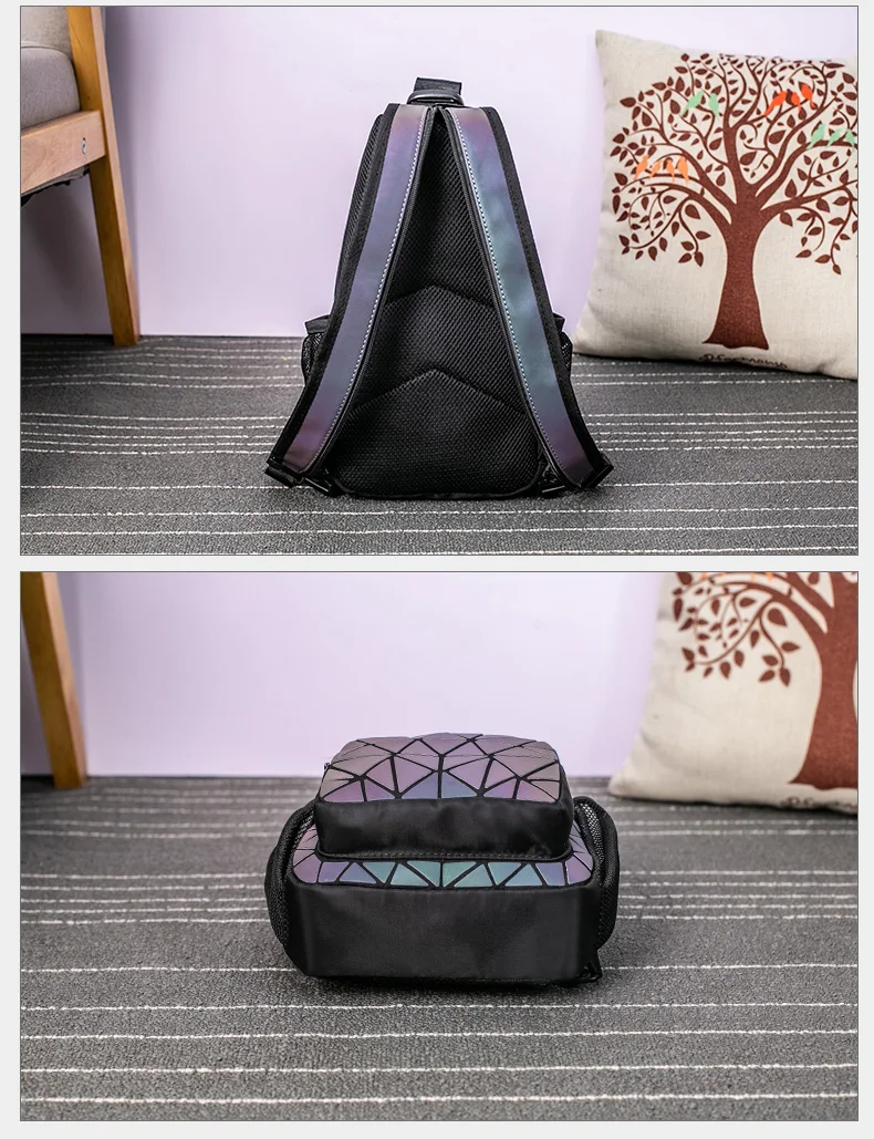 DIOMO, новинка, многофункциональная Женская нагрудная сумка, светящийся геометрический маленький рюкзак для девочки-подростка, для путешествий, модные Светоотражающие Сумки на лямках