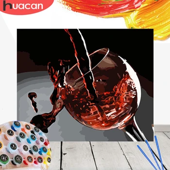 

HUACAN Pictures By Numbers Kits Drawing Canvas DIY HandPainted Oil Painting Red Wine Coloring Art Gift Home Decor